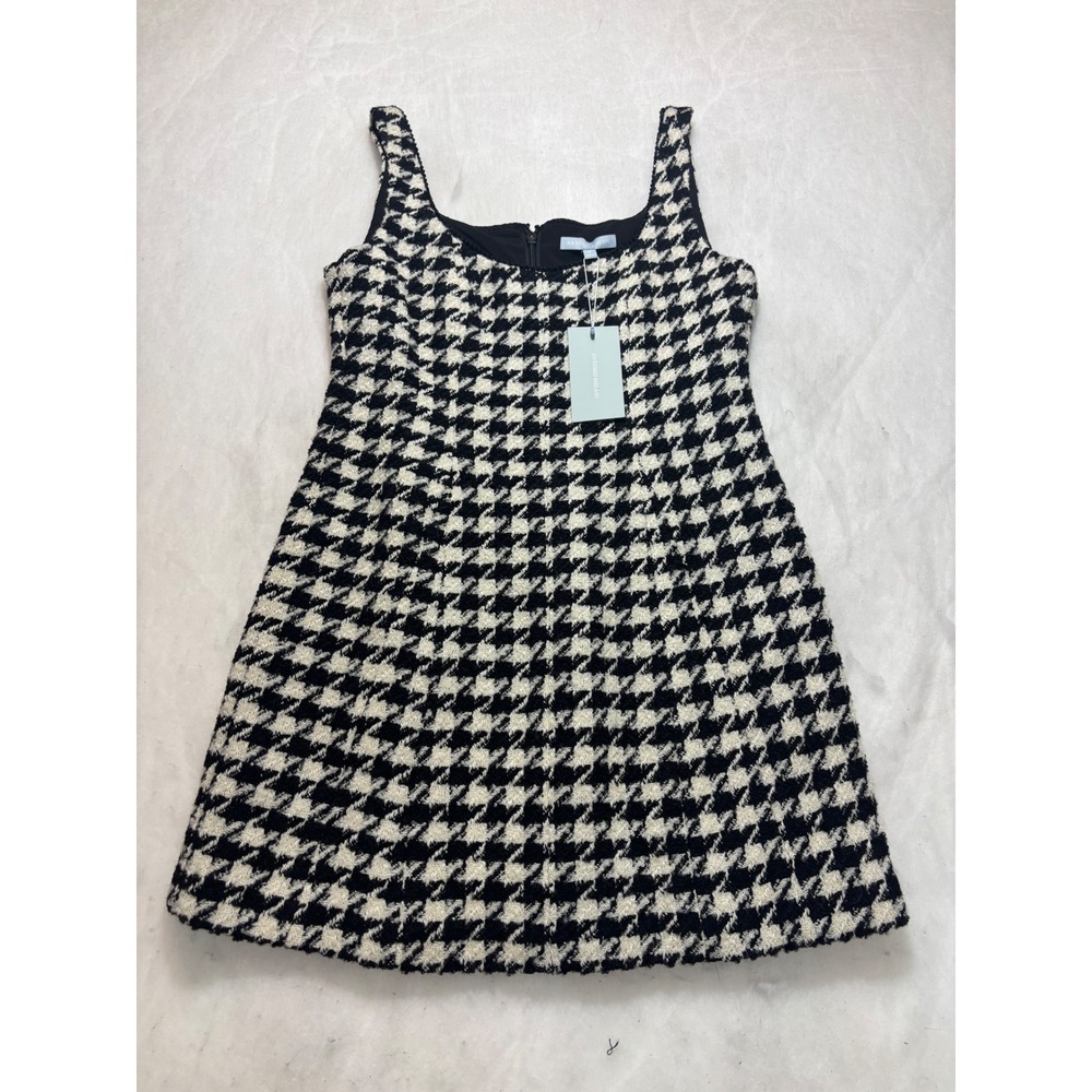 Antonio Melani Womens Houndstooth Wool Blend Shift Dress Black White Size 8 NEW